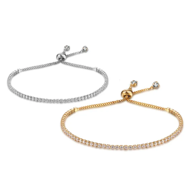 Cubic Zirconia Tennis Bracelet - 24k Gold Plated