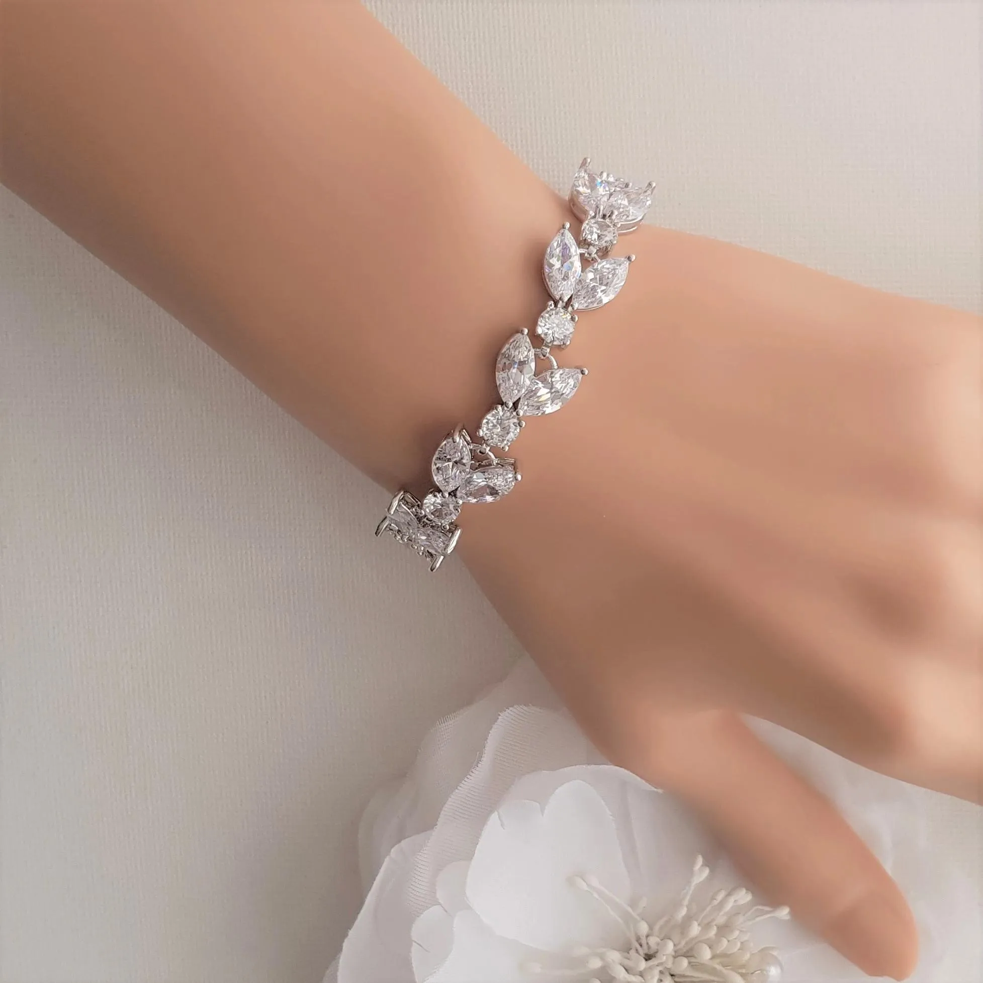 Cubic Zirconia Wedding Day Bracelet-Mia