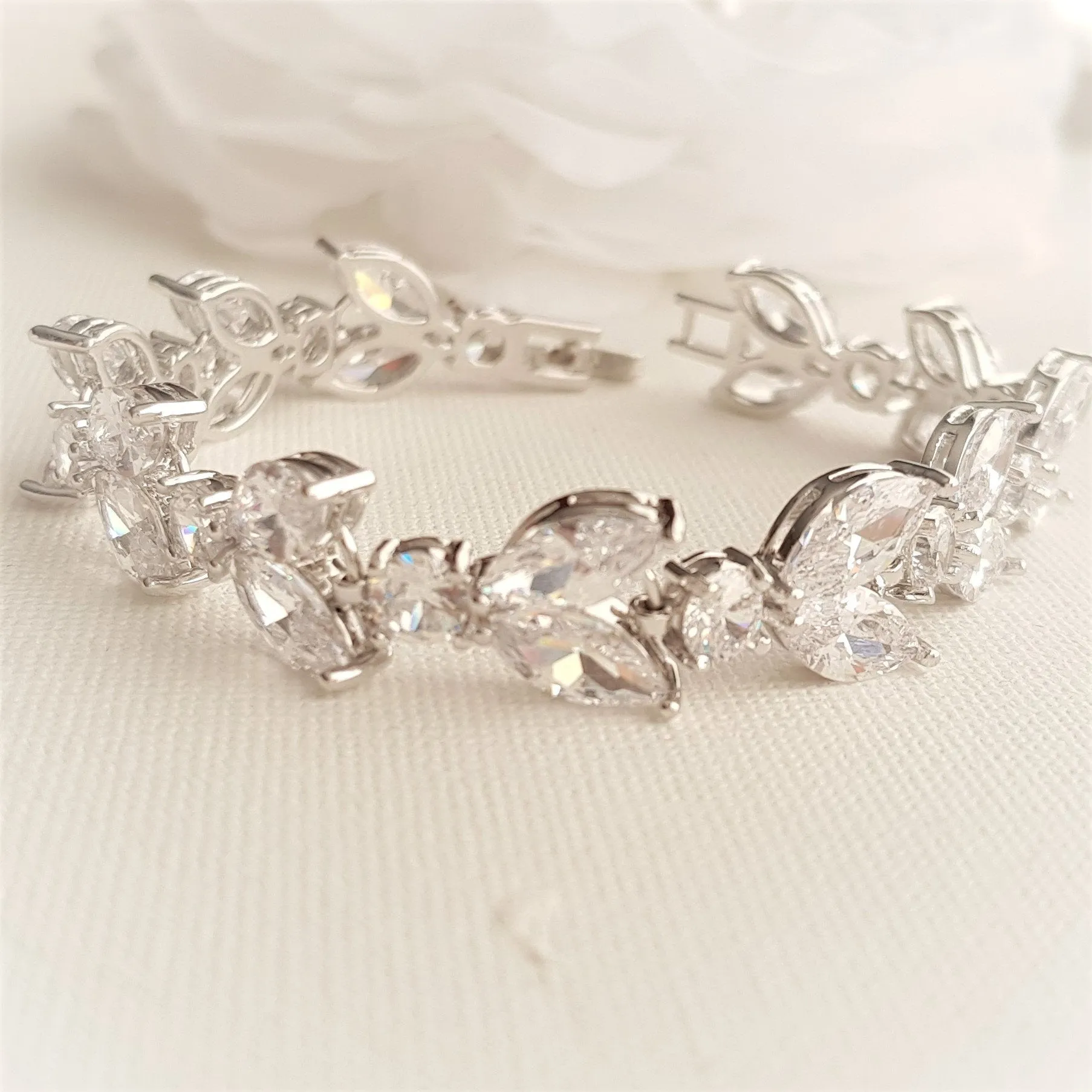 Cubic Zirconia Wedding Day Bracelet-Mia