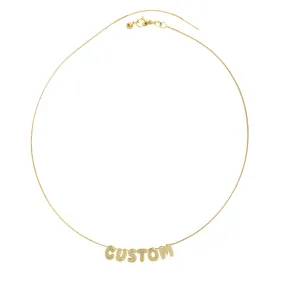 Custom Cz Mini Bubble Name Slider Gold Filled Necklace