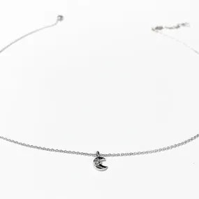 Dainty Crescent Moon Crystal Necklace (ROSE GOLD, GOLD OR SILVER)