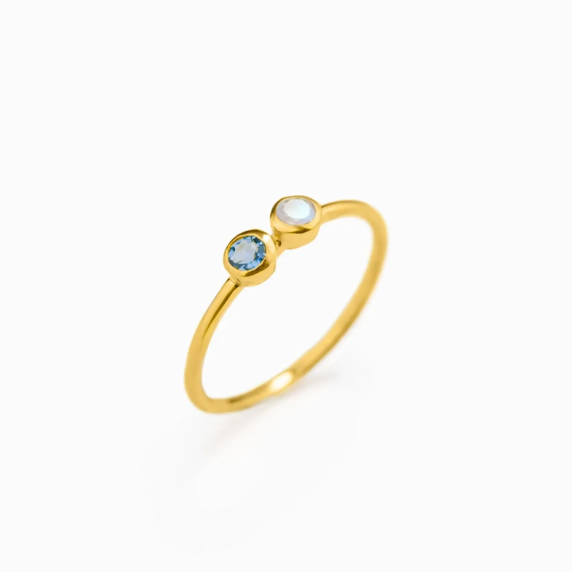 Dainty Dual Birthstone Ring, Mom of Two, Couple Ring