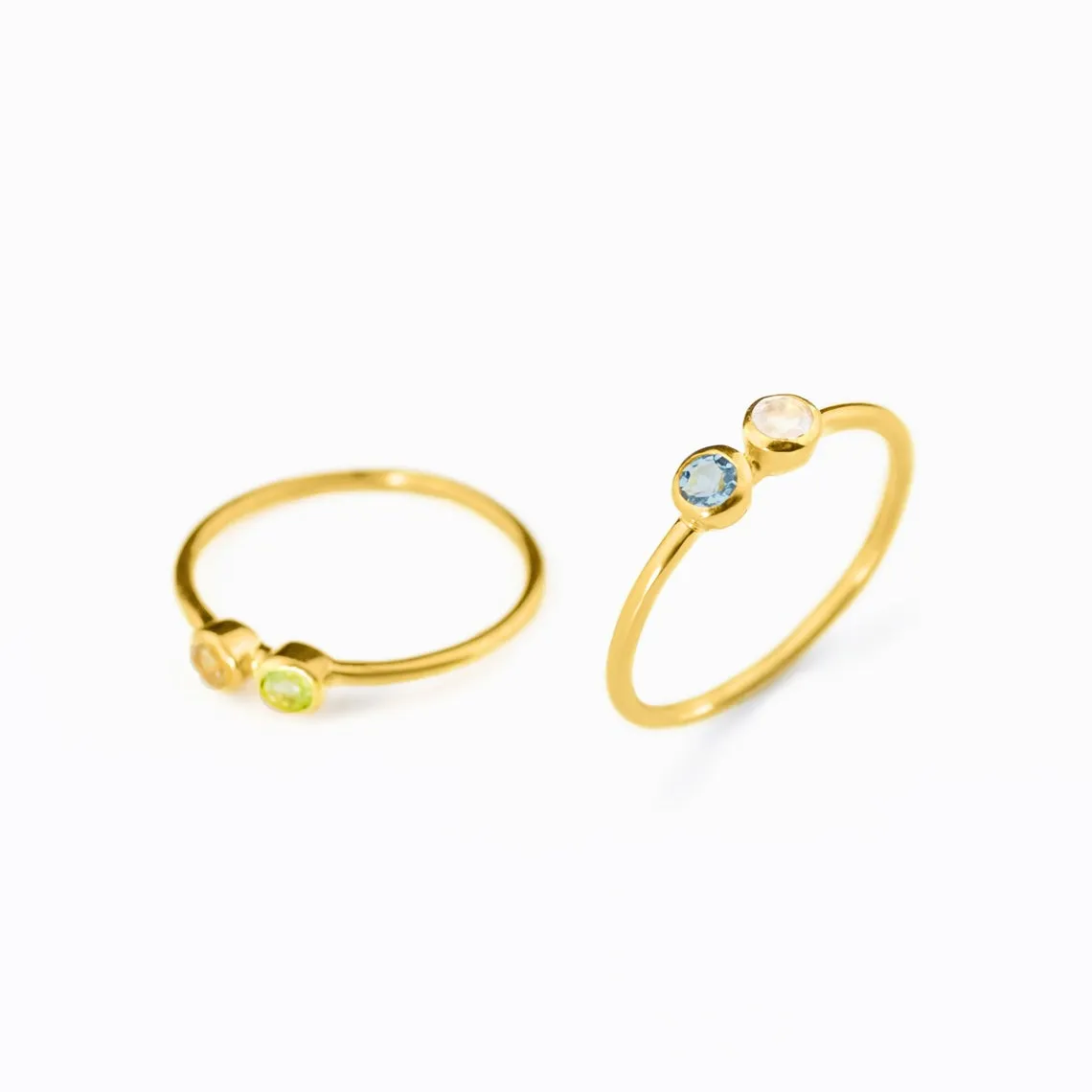 Dainty Dual Birthstone Ring, Mom of Two, Couple Ring