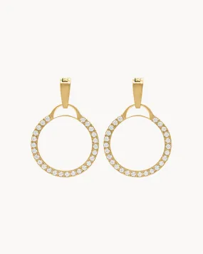 Dainty Starlight Circle Halo Earring Pendants, Gold