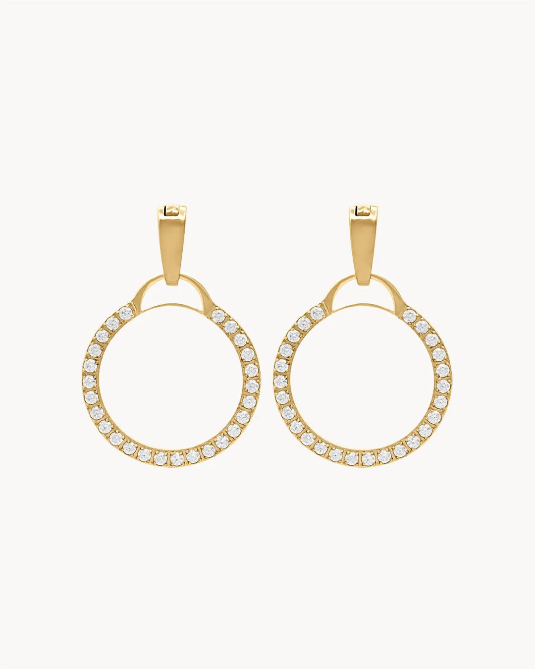 Dainty Starlight Circle Halo Earring Pendants, Gold