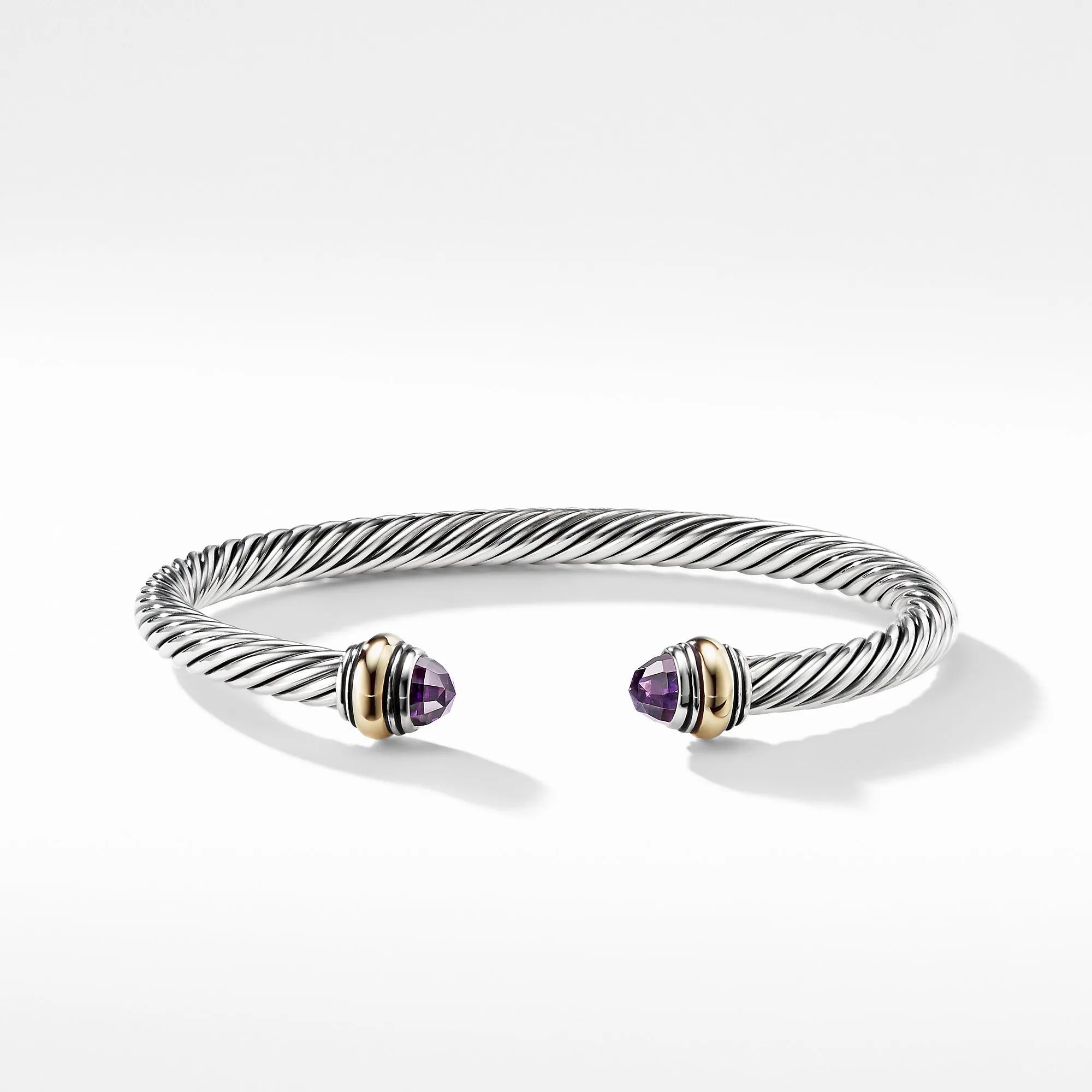 David Yurman 5MM Cable Classic Bracelet with Amethyst and Gold