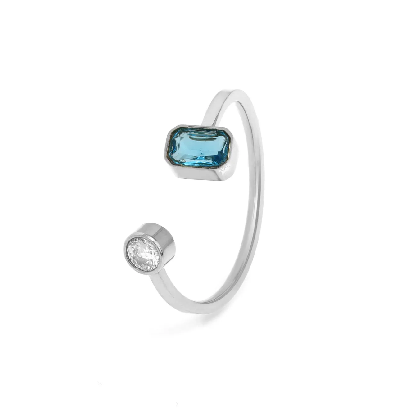 December Blue Topaz Birthstone Ring - Silver