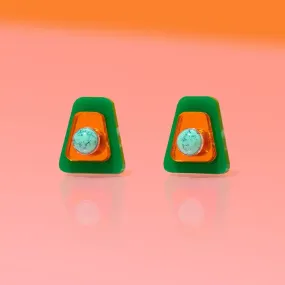 Deco Stud Earrings | Grn/Copper