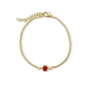 DELILAH GOLD DAINTY RUBY BIRTHSTONE BRACELET - JULY