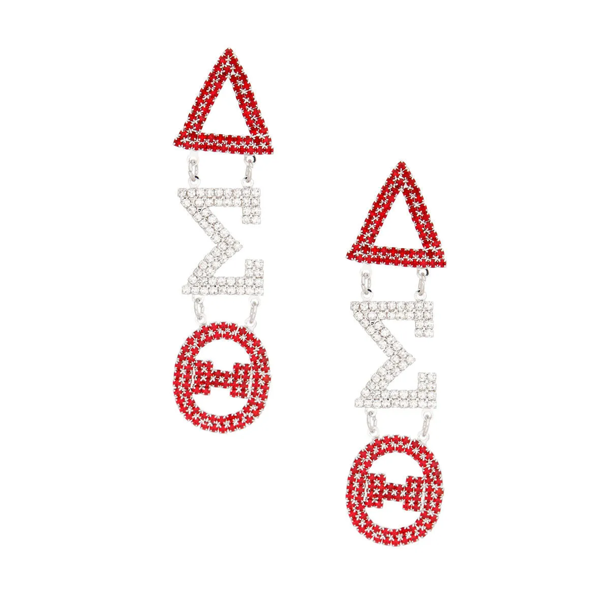 Delta Sigma Theta DST Inspired Earrings Dangle Red Medium Soror