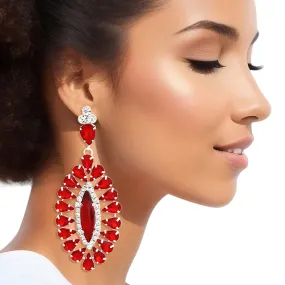 Delta Sigma Theta Inspired Earrings Dangle Red Teardrop Glam Oval Earrings for Women