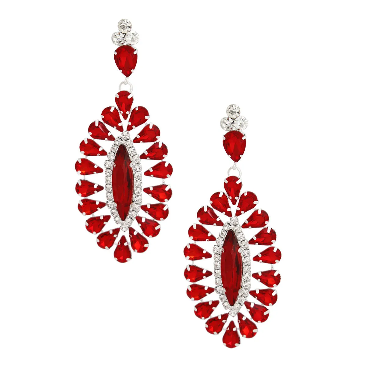 Delta Sigma Theta Inspired Earrings Dangle Red Teardrop Glam Oval Earrings for Women