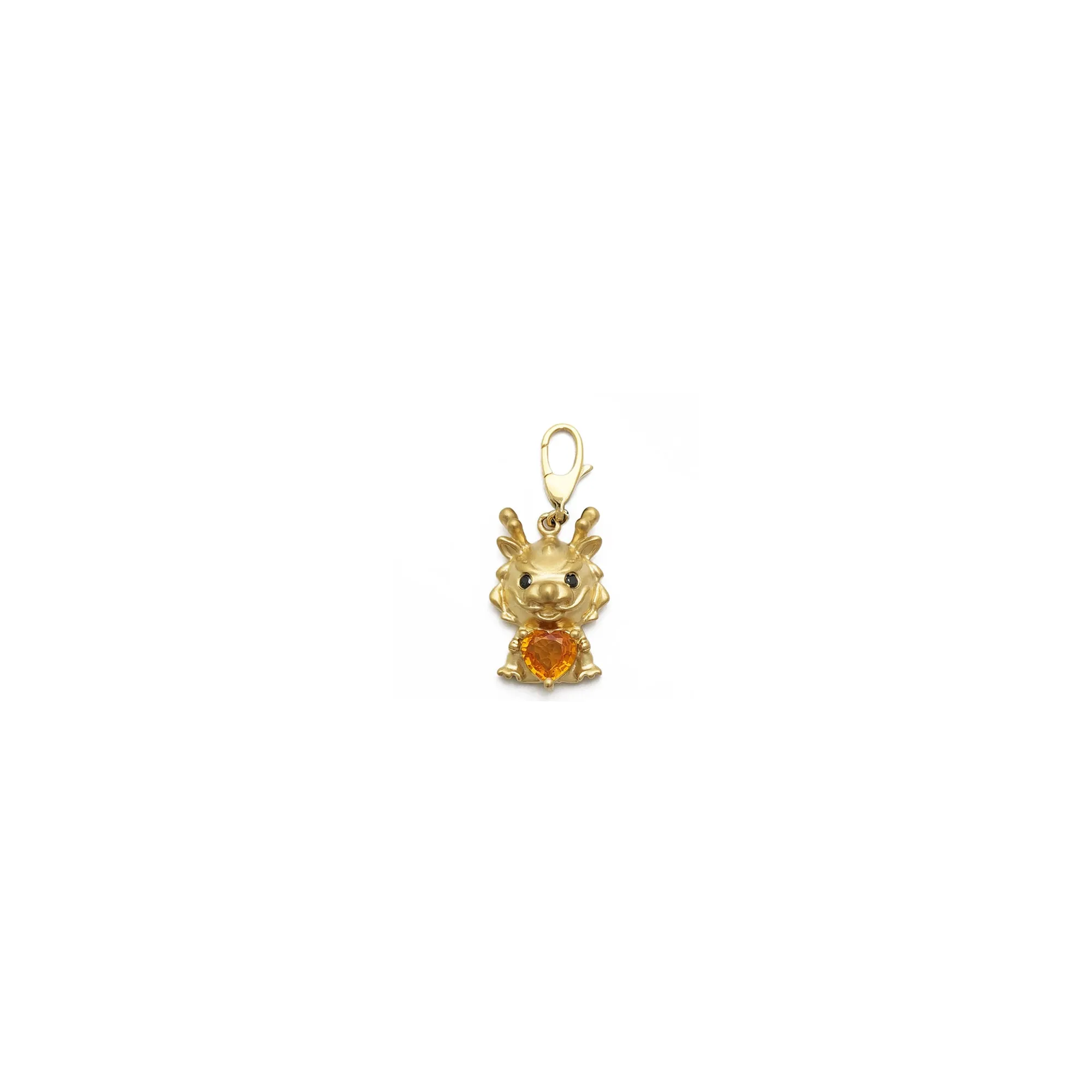 Diamond Chinese Zodiac Dragon with Citrine Heart Pendant (18K)