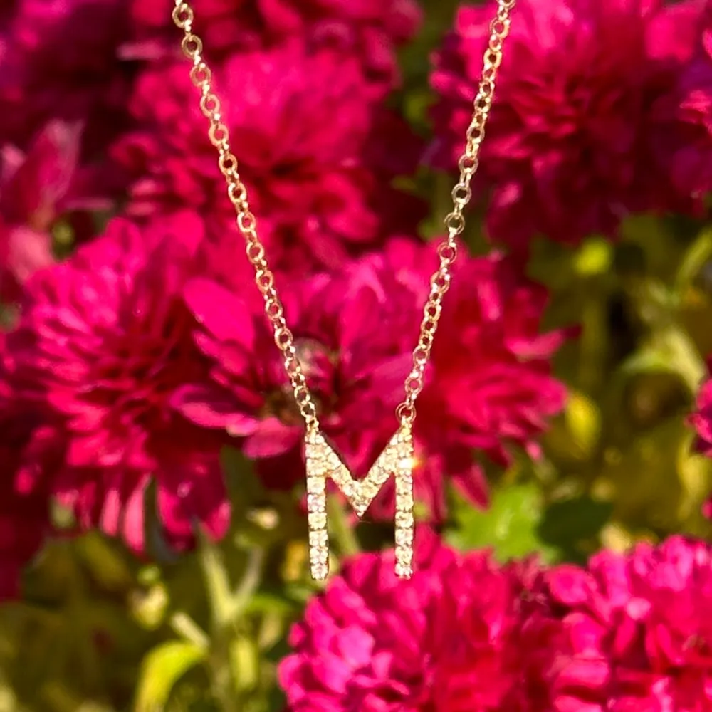 Diamond Initial Necklace-Gold