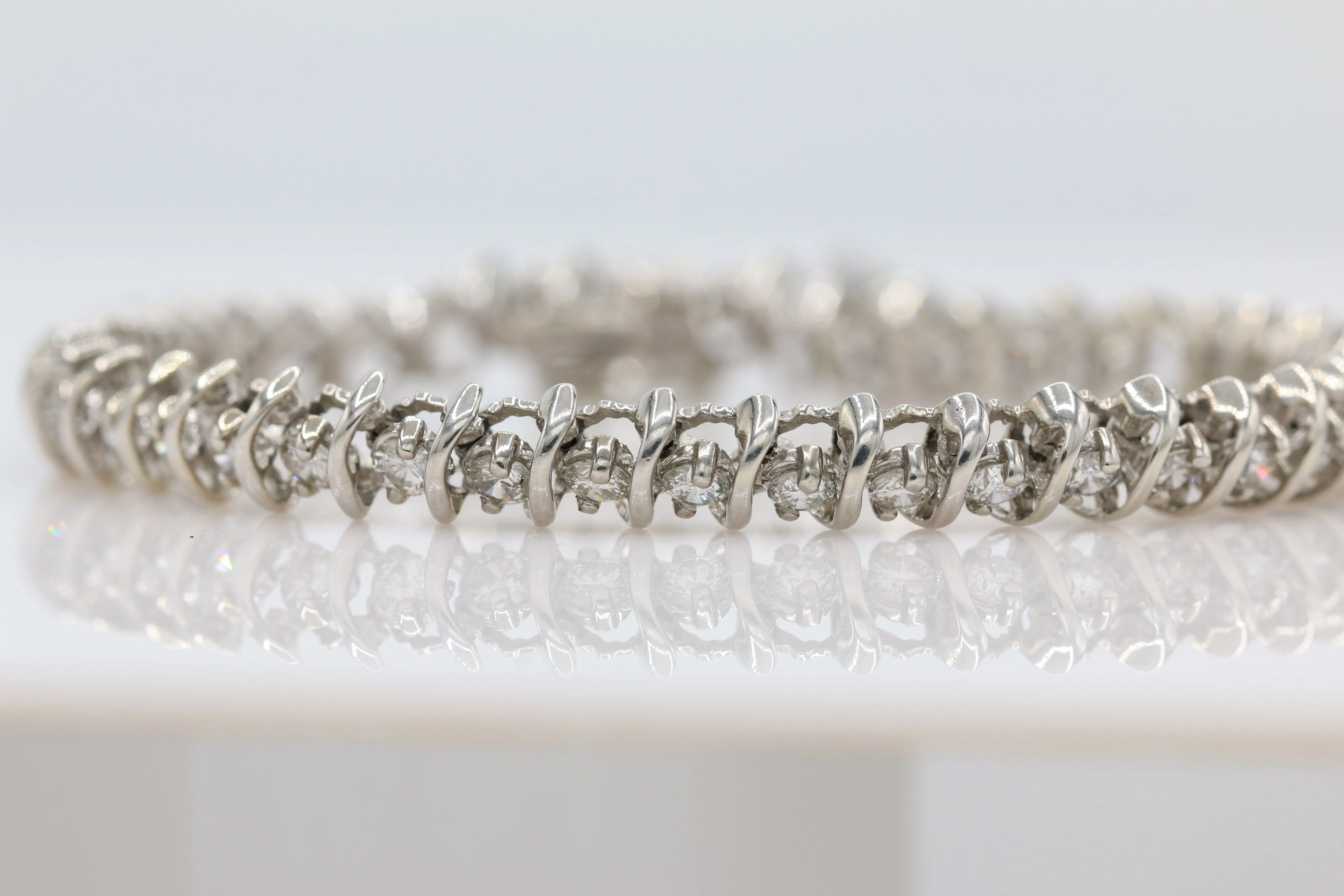 Diamond Tennis Bracelet in 14KT White Gold ( 4ct tw dia )