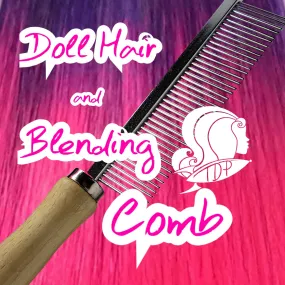 Doll Hair Blending and Styling Comb for Rerooting Fashion Dolls Metal Tooth Wooden Handle