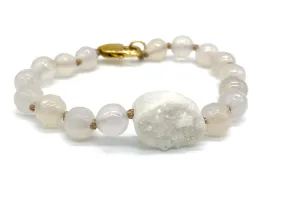 Druzy Agate White Gemstone Bracelet