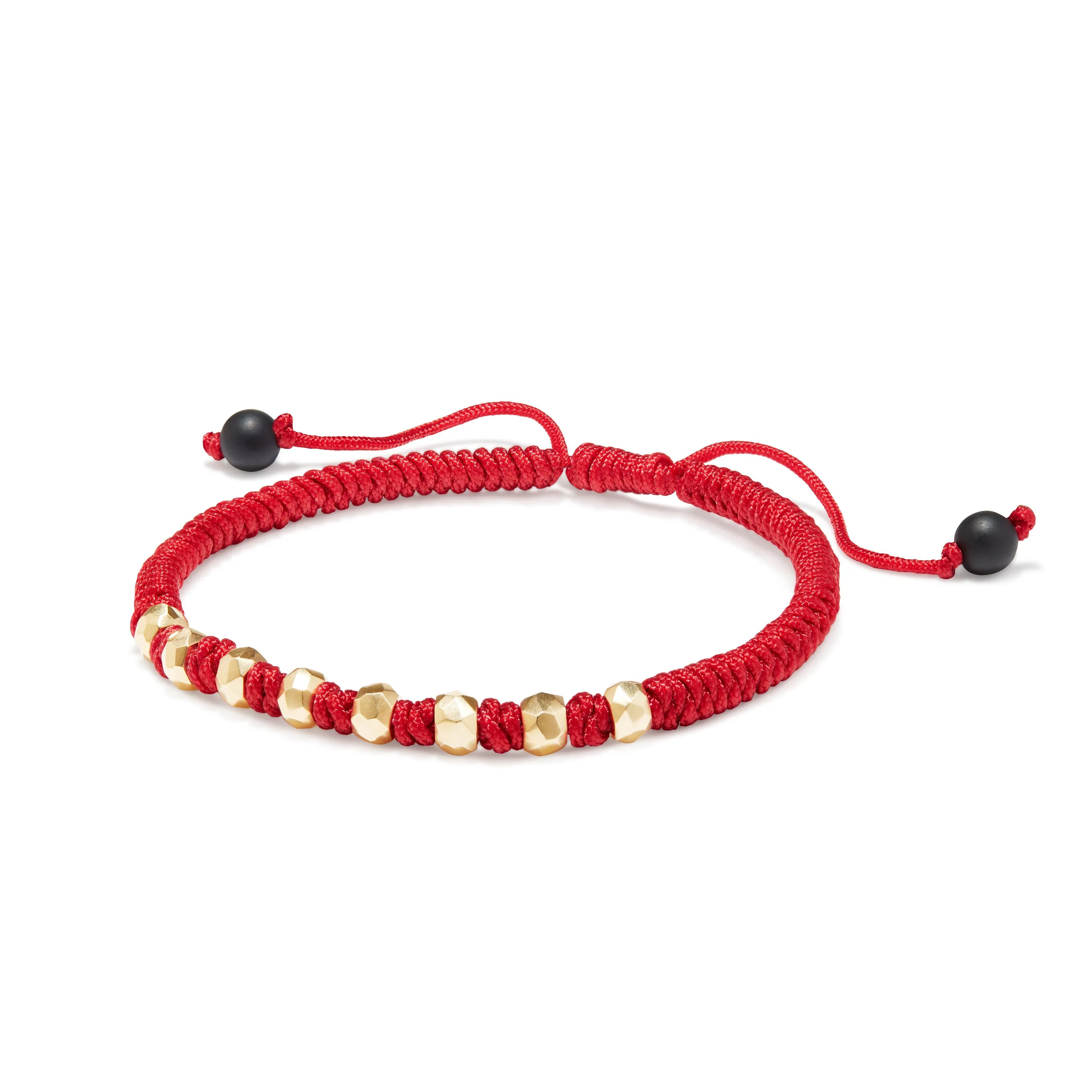 DY Fortune Woven Bracelet in Red with Black Onyx in 18K Gold