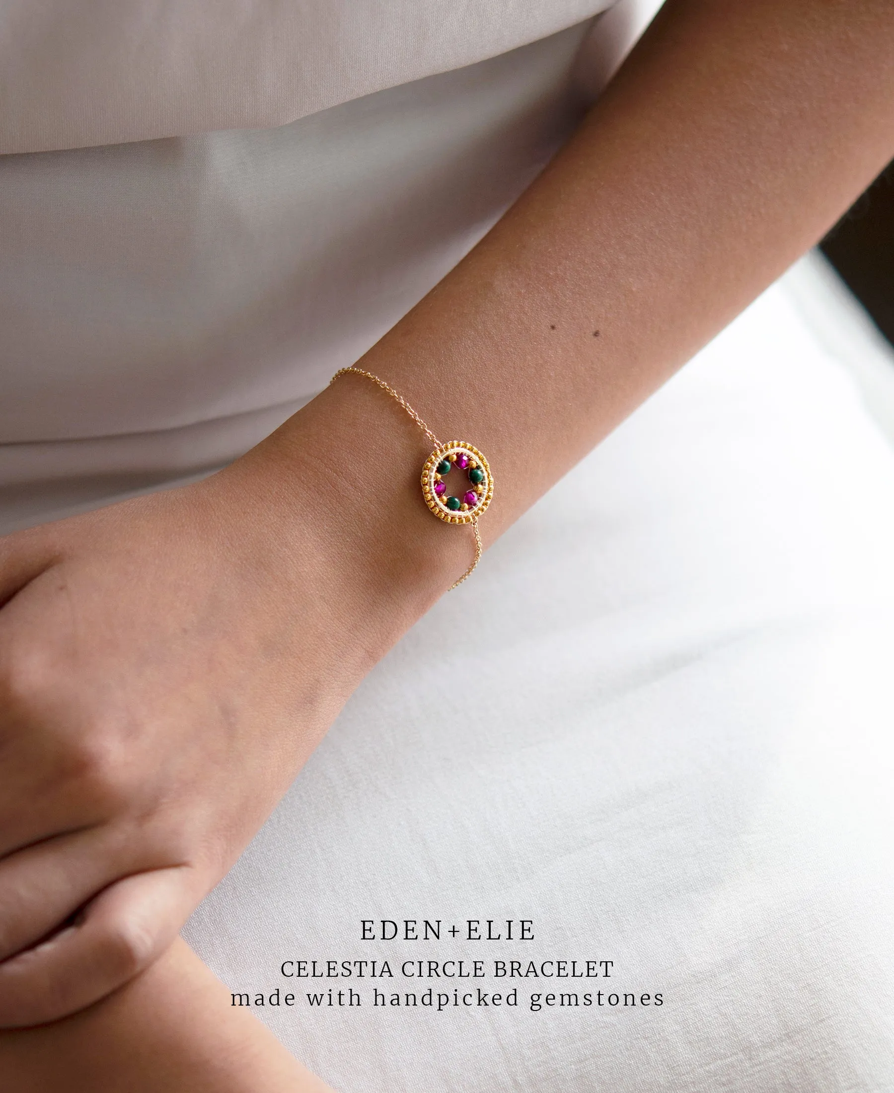 EDEN   ELIE Celestia Circle Bracelet - Ruby   Blue Apatite