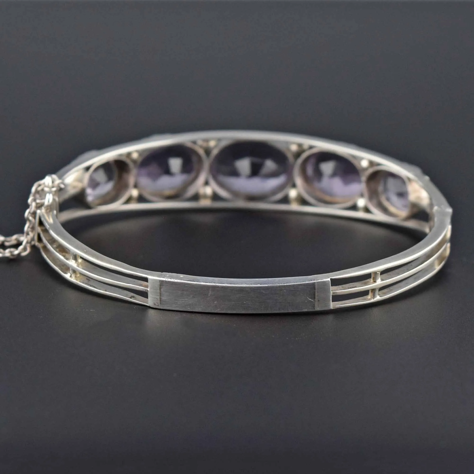 Edwardian Silver 20 CTW Amethyst Bangle Bracelet