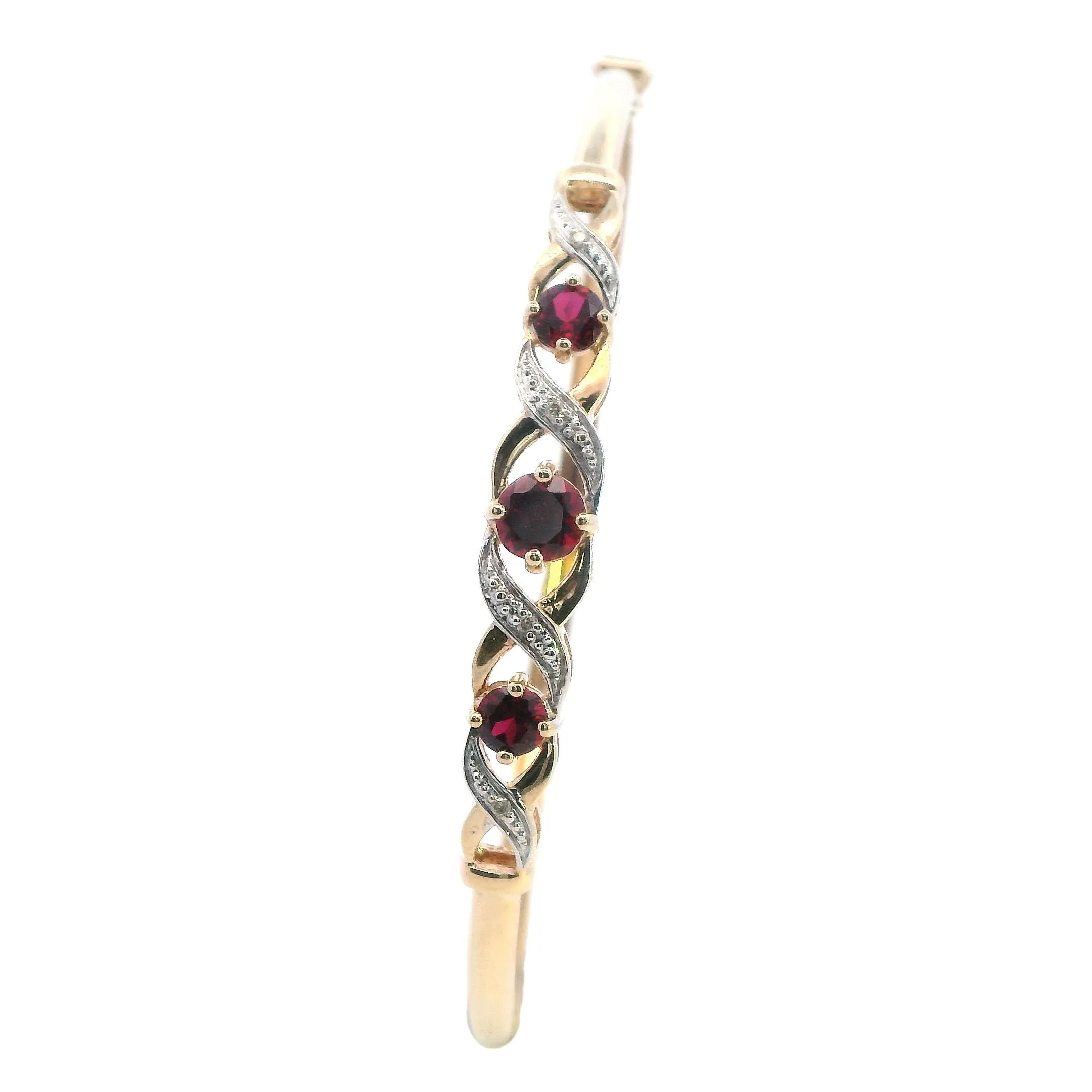 Elegant 9ct Yellow Gold Created Ruby Bangle - Stunning and Sophisticated