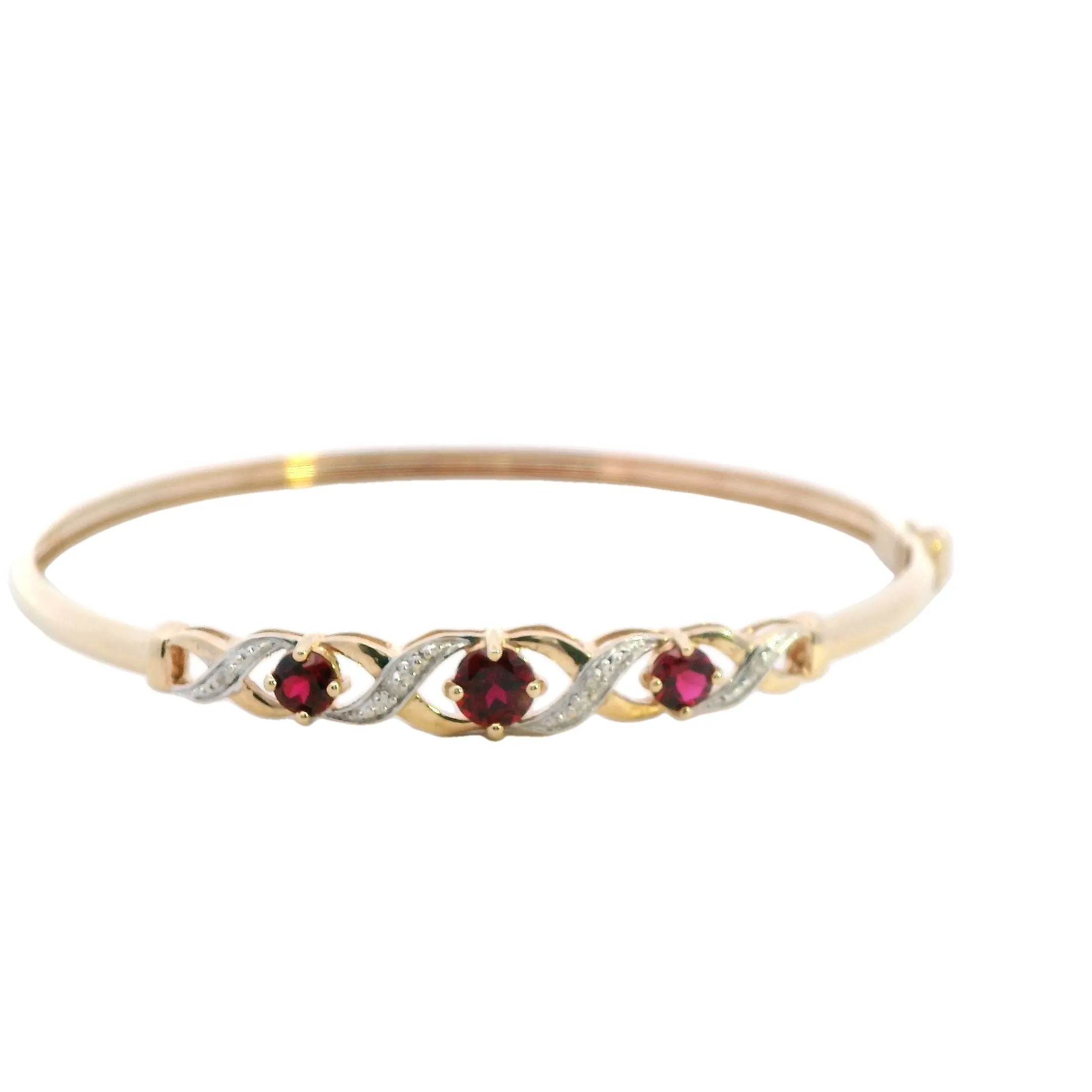 Elegant 9ct Yellow Gold Created Ruby Bangle - Stunning and Sophisticated