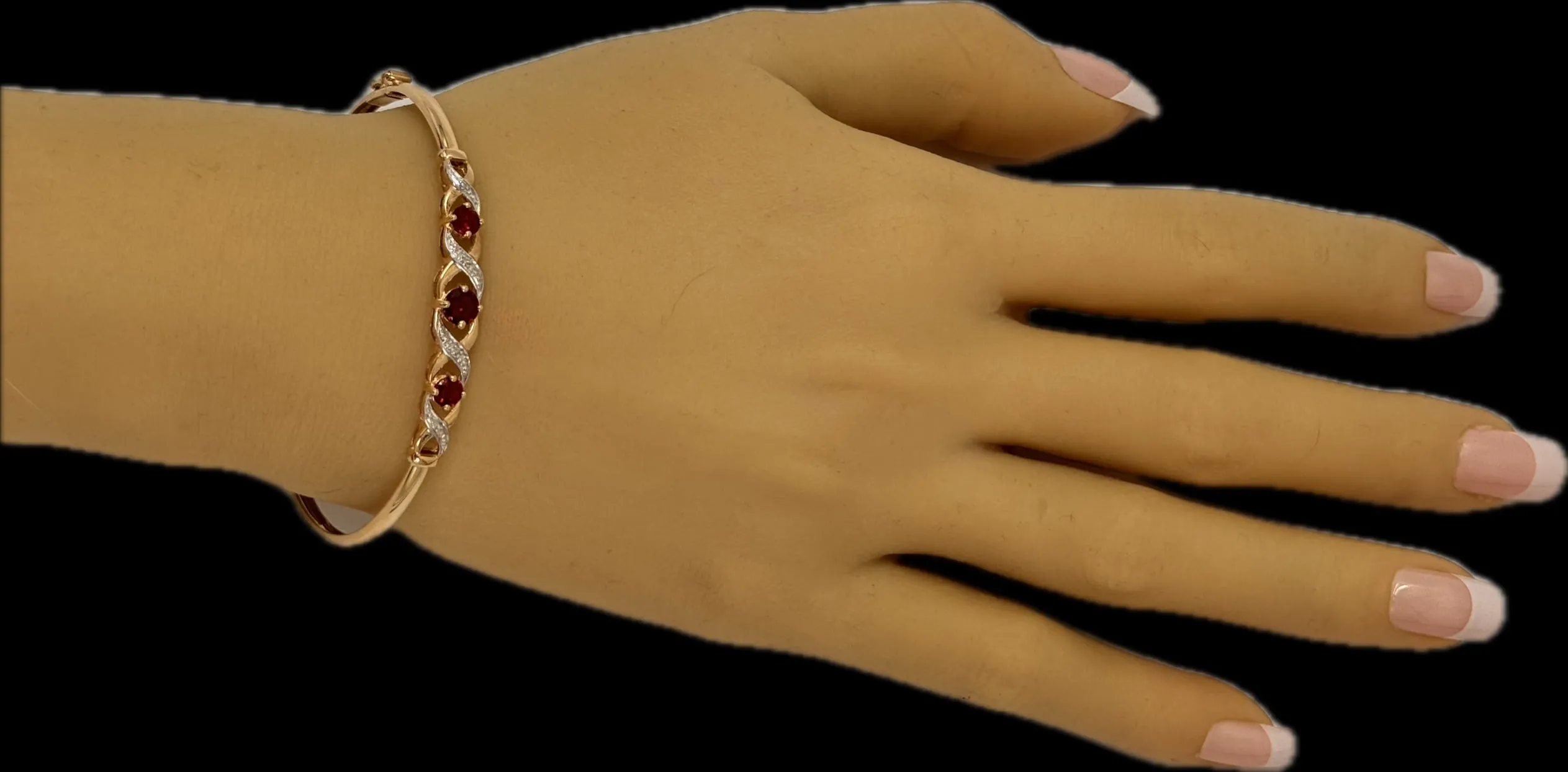 Elegant 9ct Yellow Gold Created Ruby Bangle - Stunning and Sophisticated