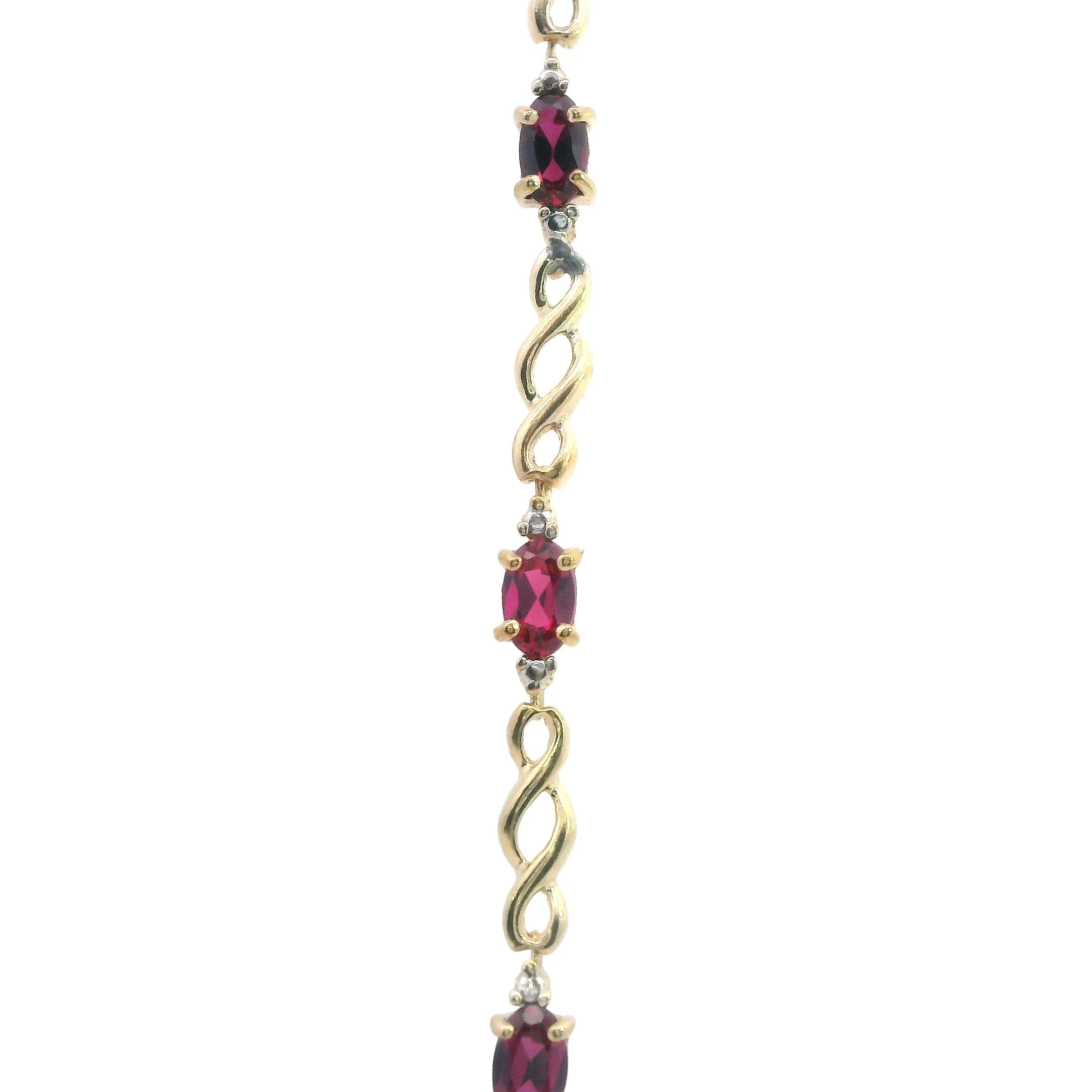 Elegant Yellow Gold Synthetic Ruby Set Bracelet