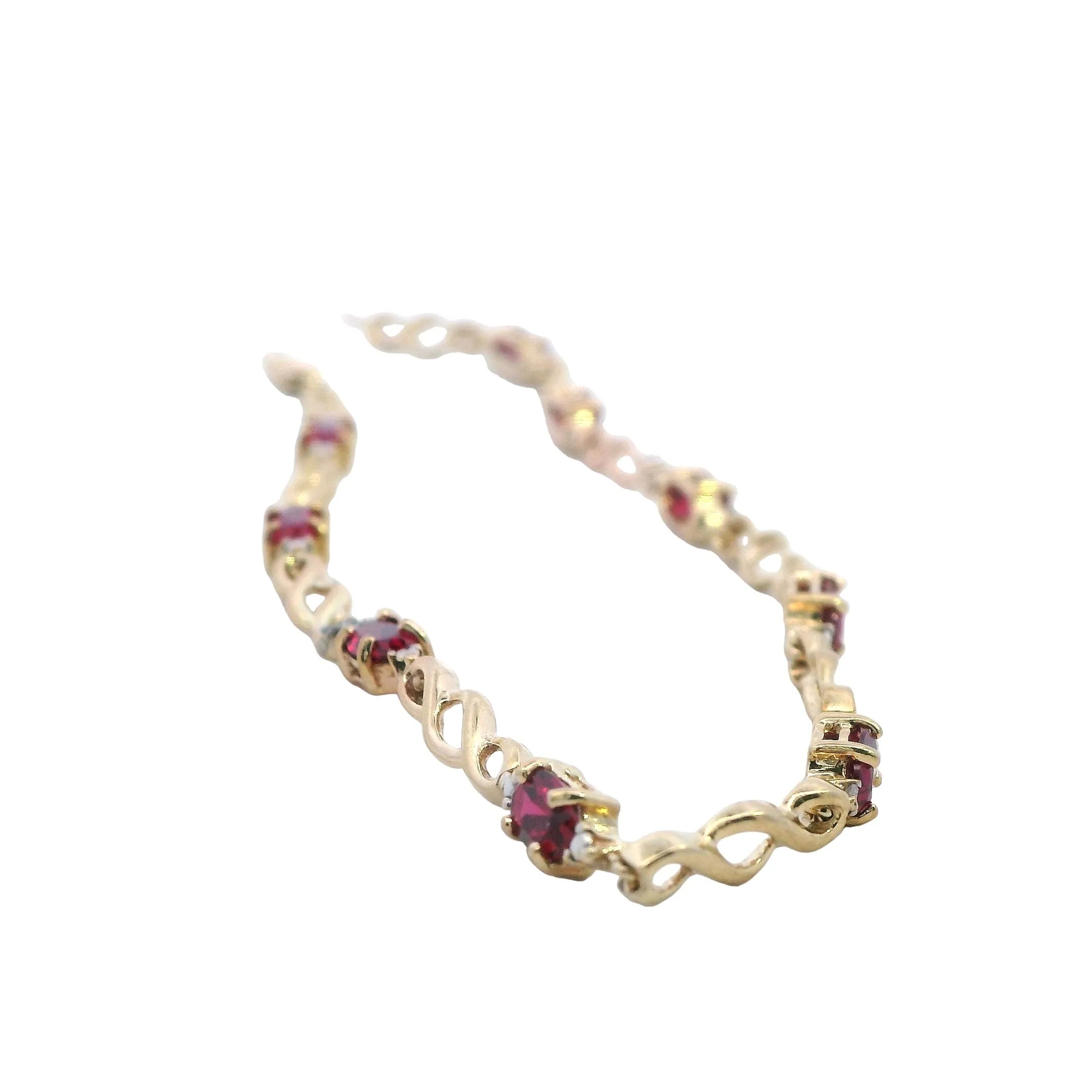 Elegant Yellow Gold Synthetic Ruby Set Bracelet