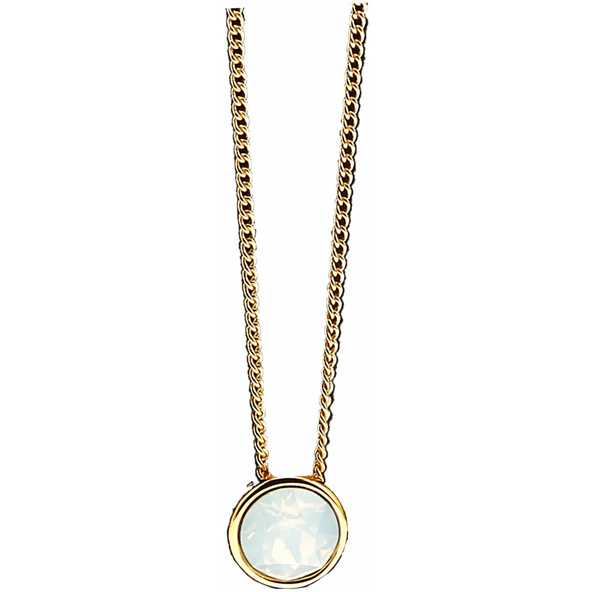 Elementary White Opal 16"-17.5" Gold Plated Necklace