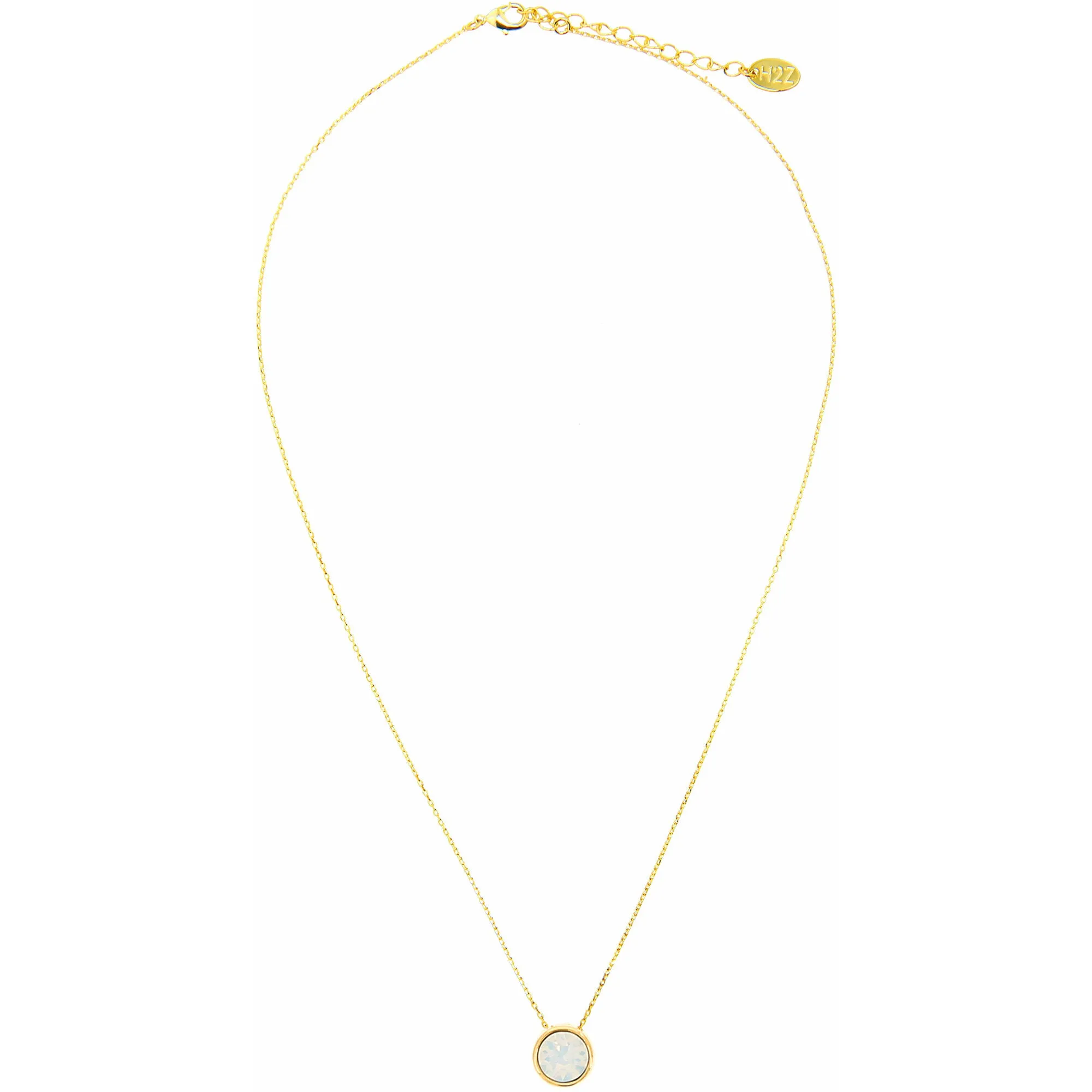 Elementary White Opal 16"-17.5" Gold Plated Necklace