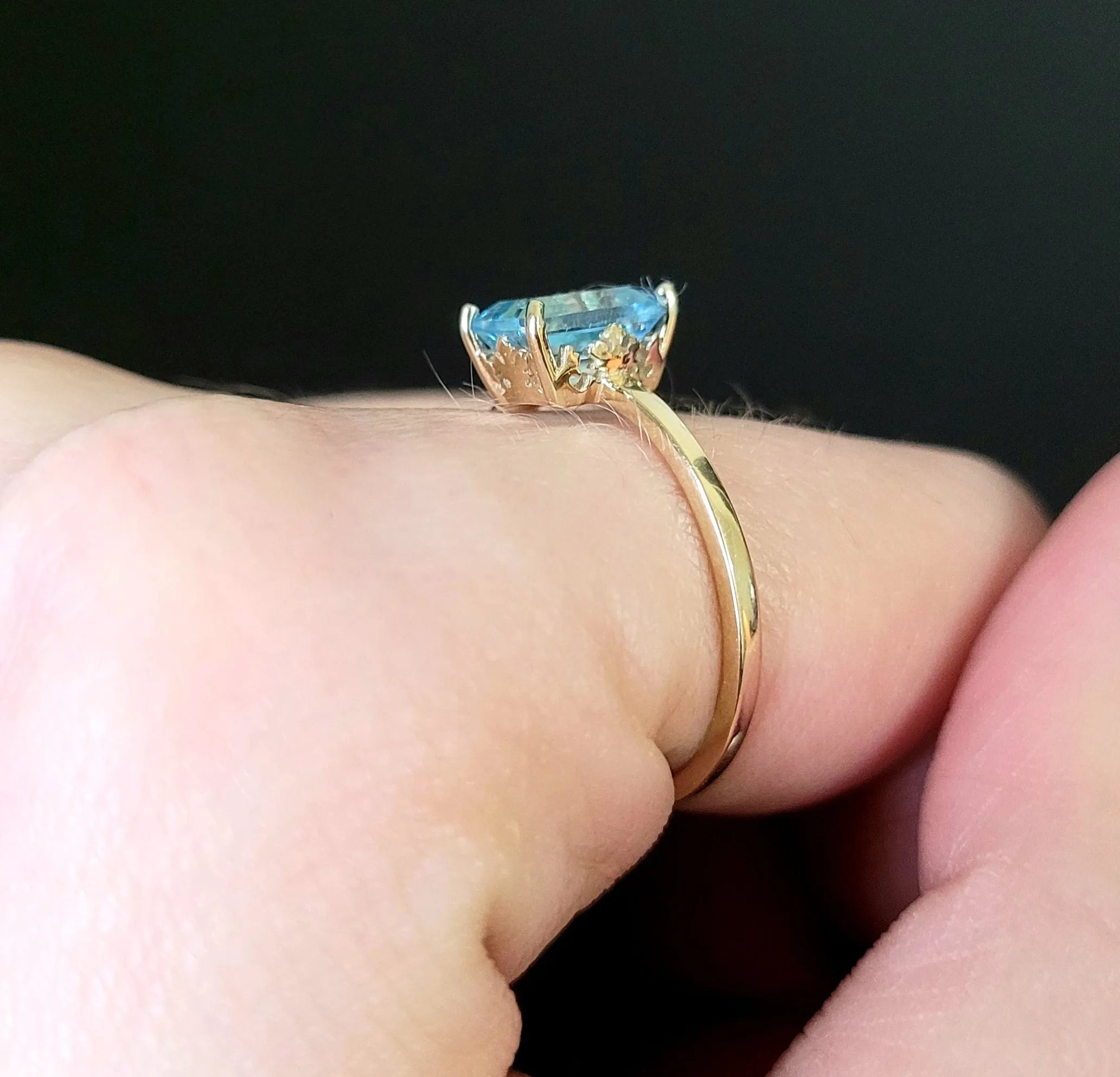 Emerald Cut Birthstone Ring With Crown Pattern