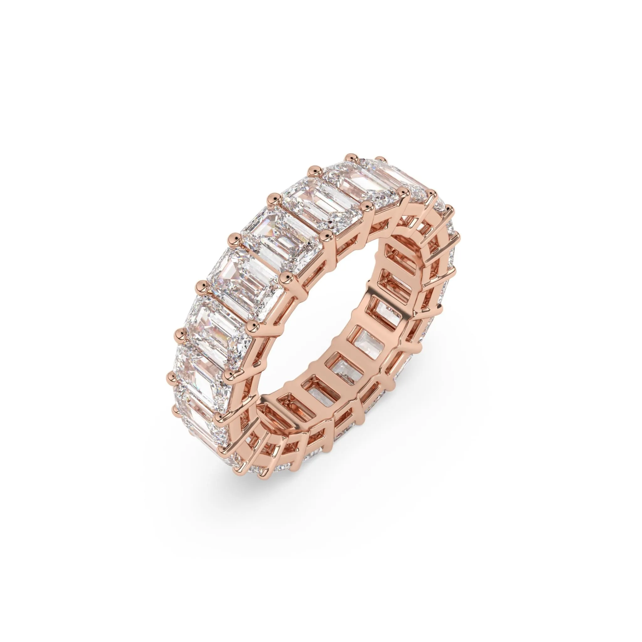 Emerald Cut White Topaz Eternity Ring