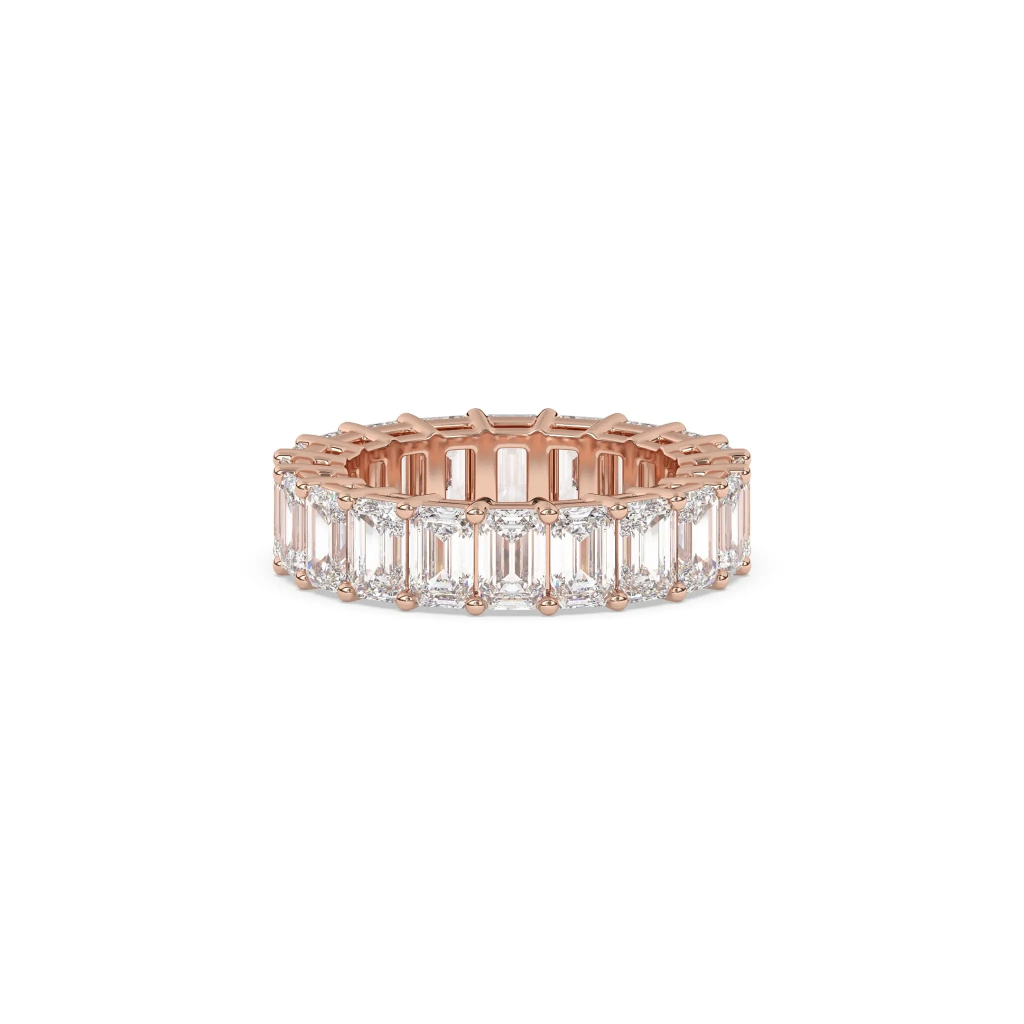 Emerald Cut White Topaz Eternity Ring