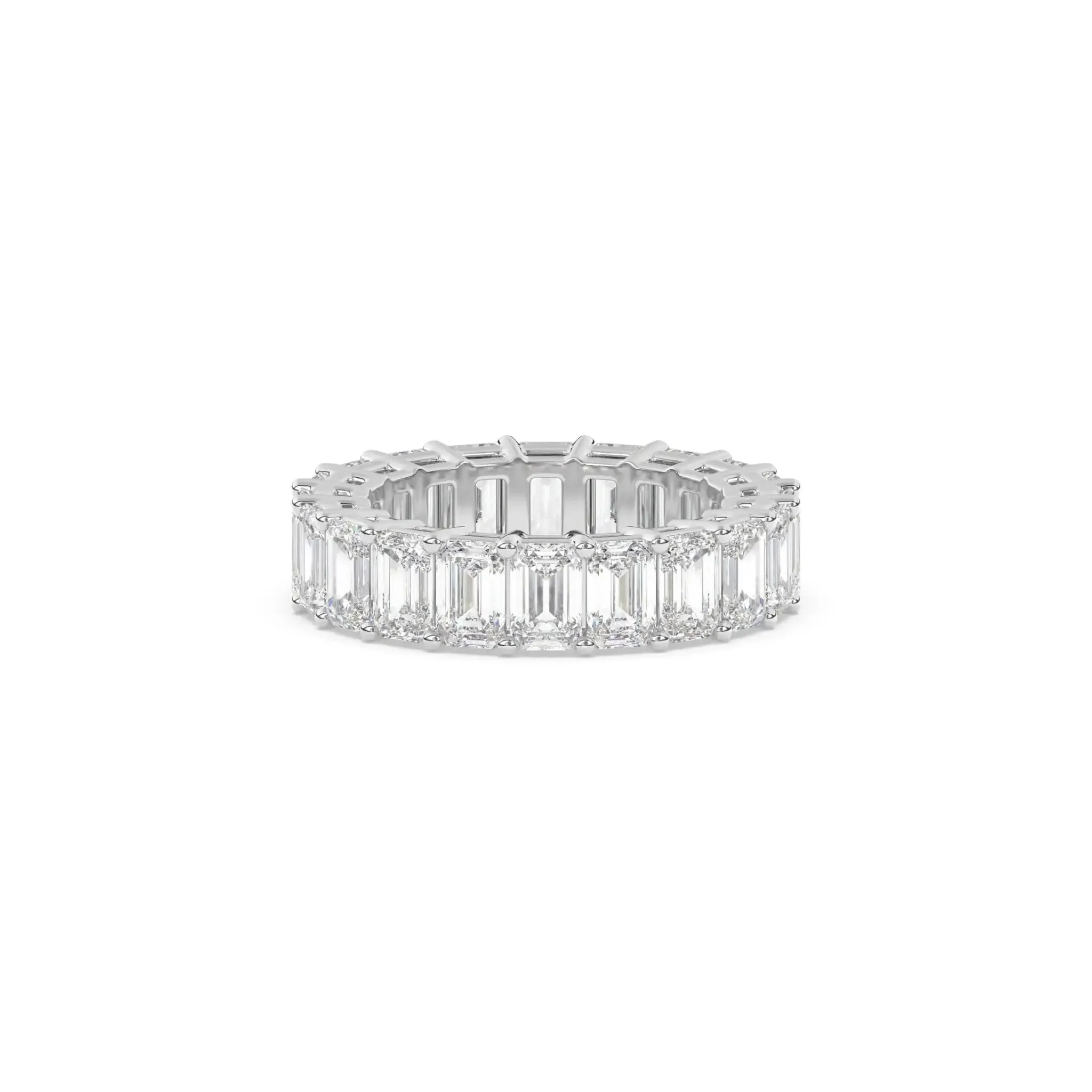 Emerald Cut White Topaz Eternity Ring