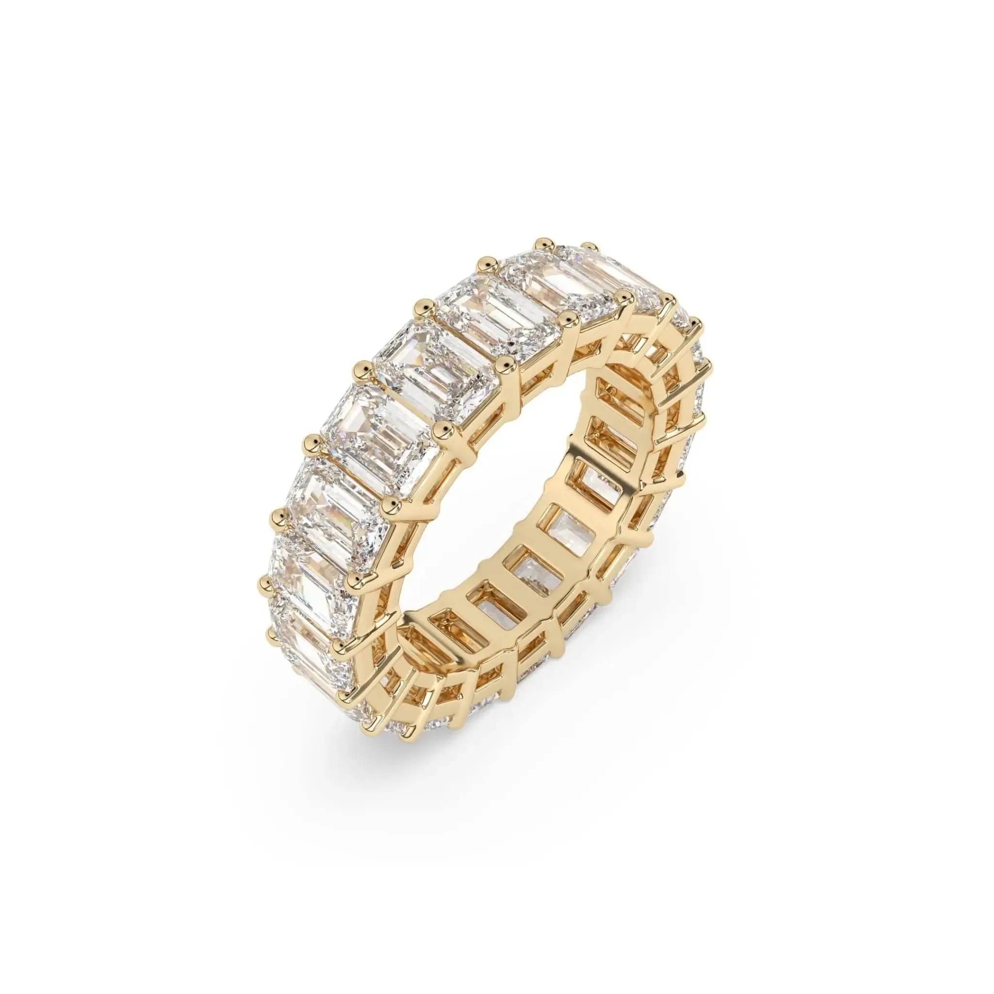 Emerald Cut White Topaz Eternity Ring