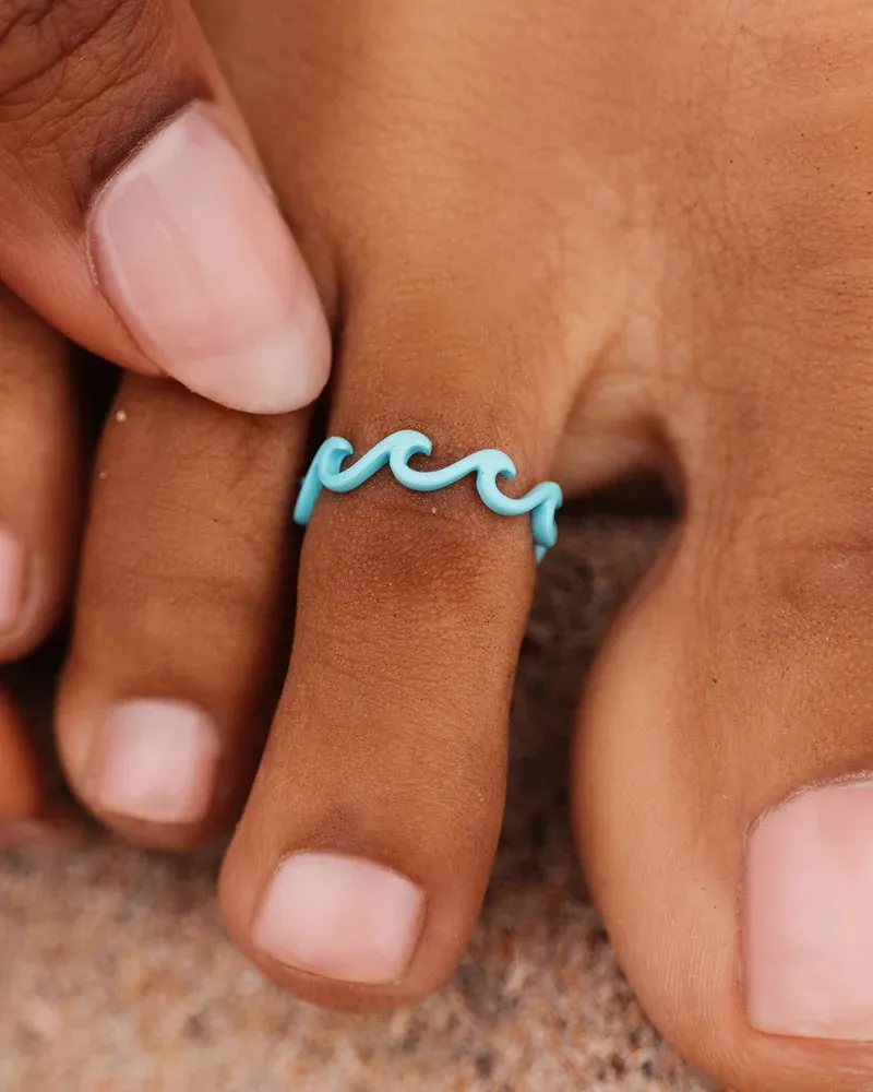 Enamel Delicate Wave Toe Ring in Turquoise