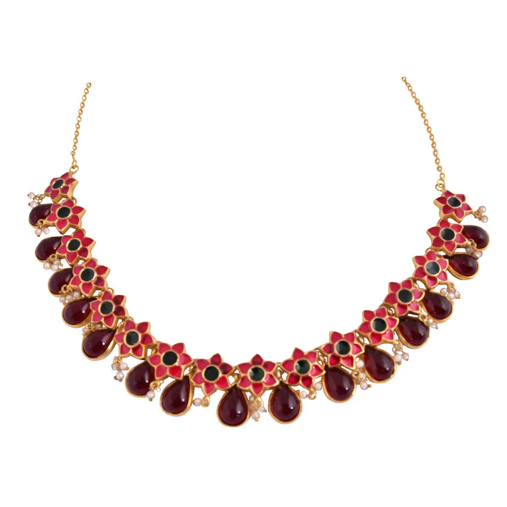 Enamel Firangi Paani Red & Black Necklace