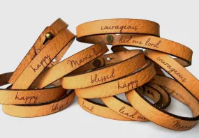 Engraved Leather Bracelet