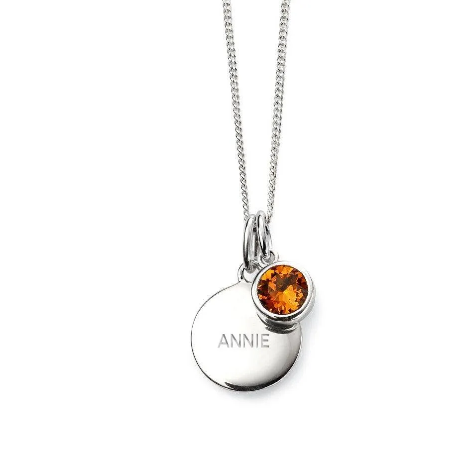 Engraved November Birthstone Necklace