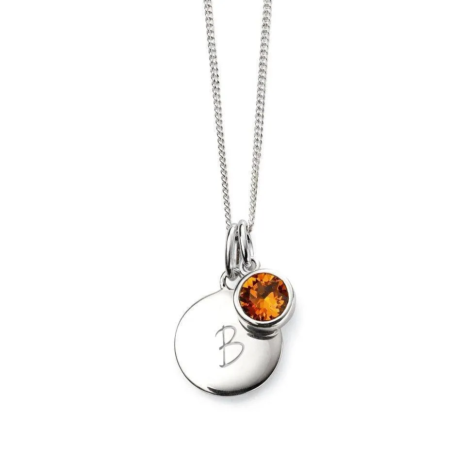 Engraved November Birthstone Necklace