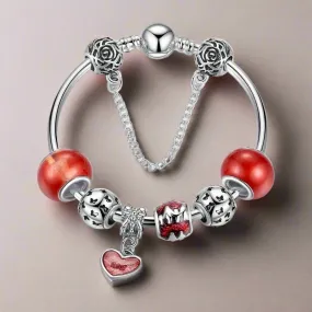 Essence of Love Red & Silver Bangle Bracelet for Woman