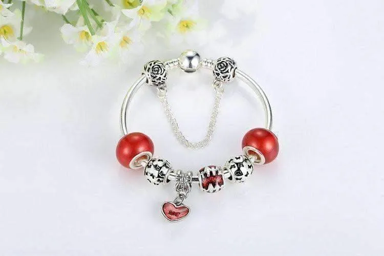 Essence of Love Red & Silver Bangle Bracelet for Woman