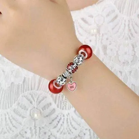 Essence of Love Red & Silver Bangle Bracelet for Woman