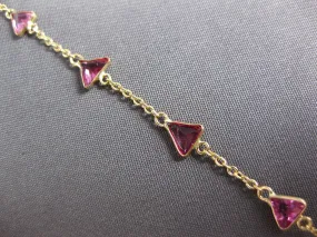 ESTATE 2.05CT AAA LIGHT PINK RUBY 14KT YELLOW GOLD TRILLION BY THE YARD BRACELET