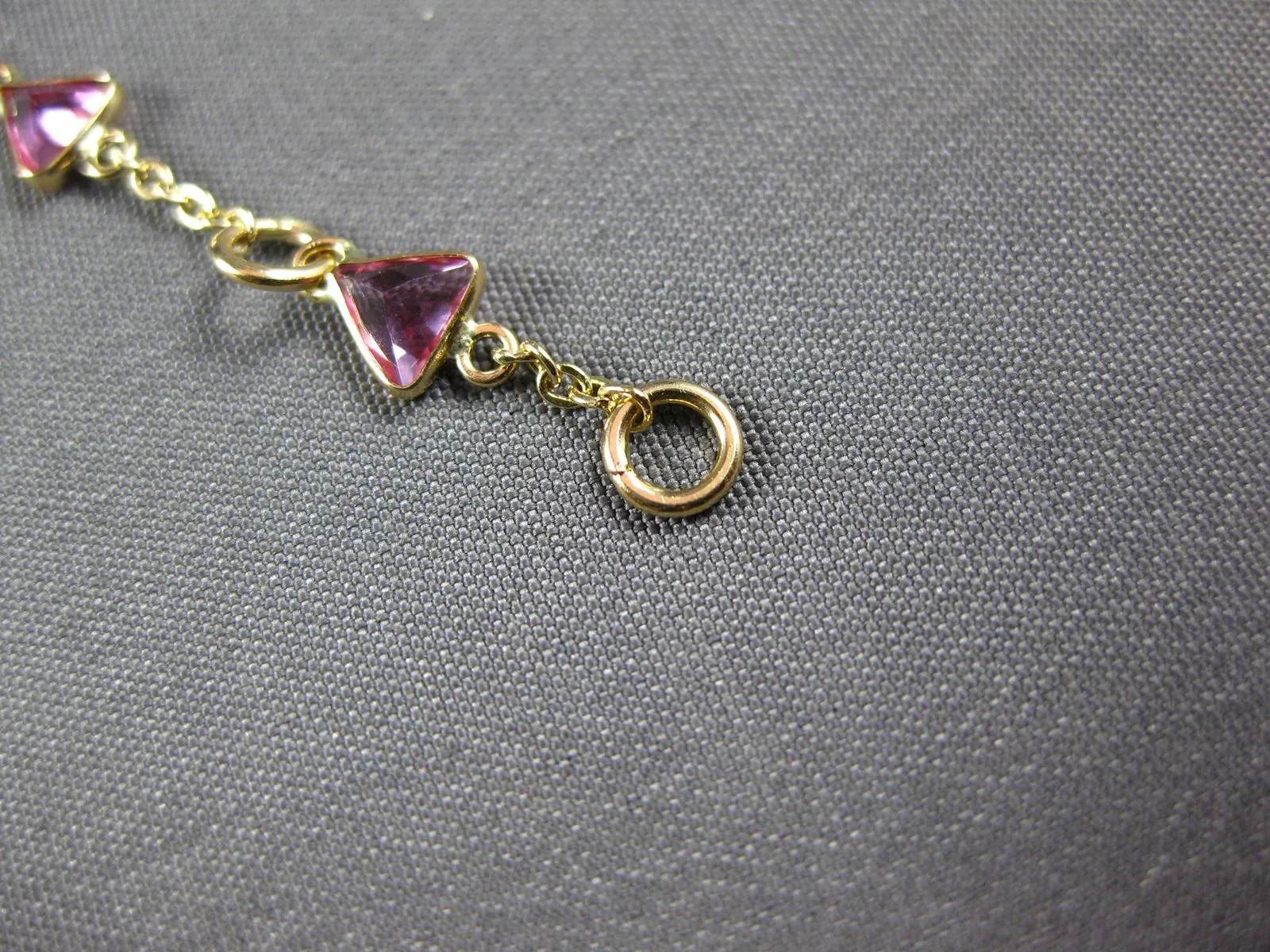 ESTATE 2.05CT AAA LIGHT PINK RUBY 14KT YELLOW GOLD TRILLION BY THE YARD BRACELET