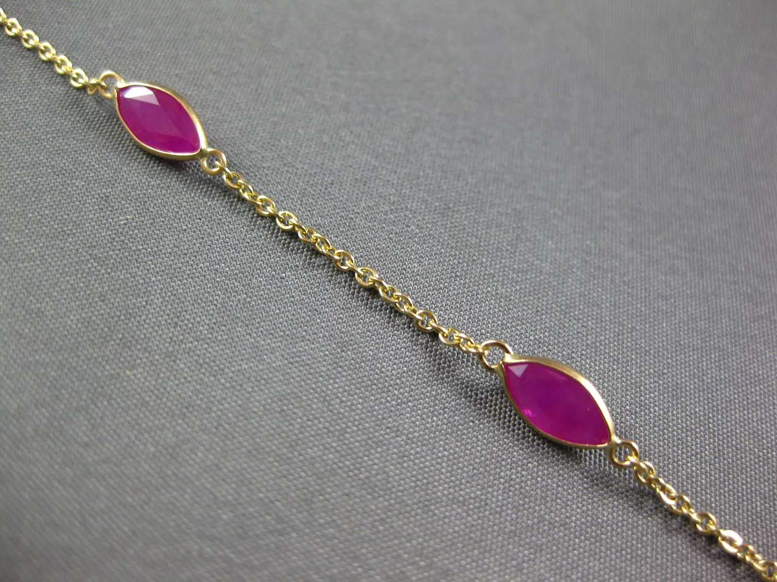 ESTATE 3.72CT RUBY 14KT YELLOW GOLD CLASSIC MARQUISE SHAPE BY THE YARD BRACELET