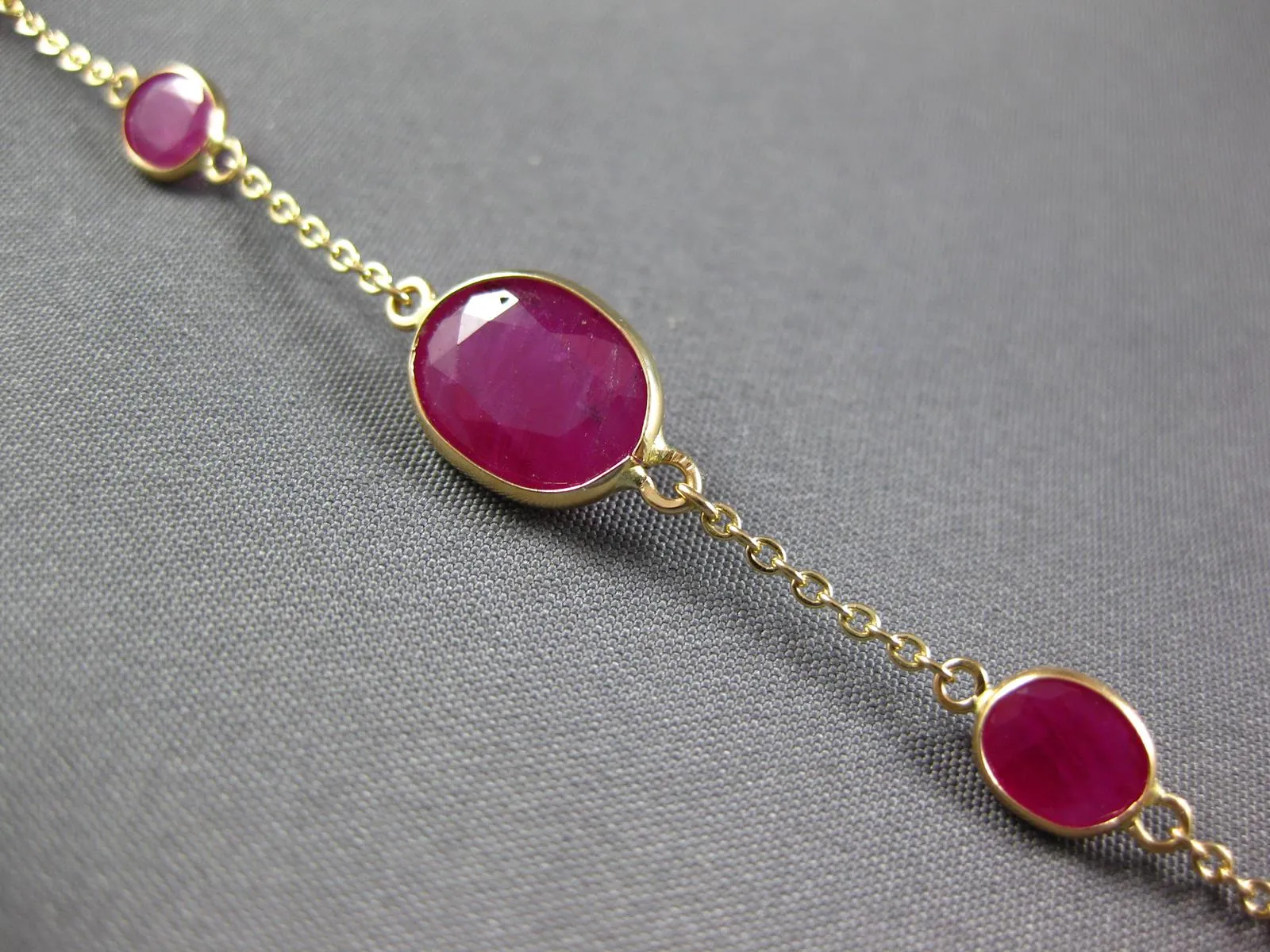 ESTATE 7.87CT RUBY 14KT YELLOW GOLD 3D OVAL BY THE YARD LOVE BRACELET