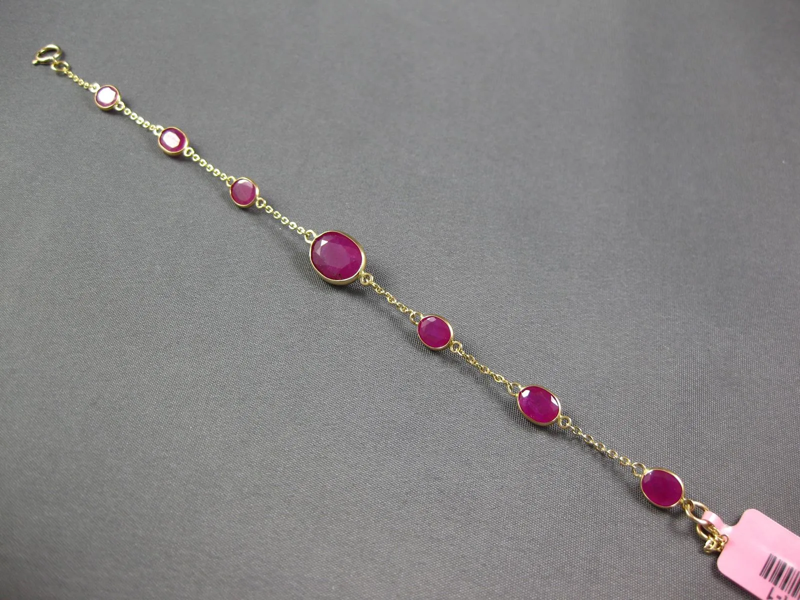 ESTATE 7.87CT RUBY 14KT YELLOW GOLD 3D OVAL BY THE YARD LOVE BRACELET