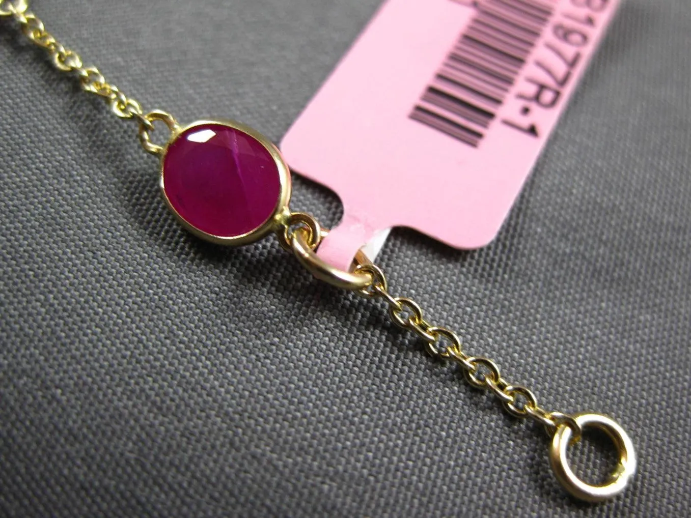 ESTATE 7.87CT RUBY 14KT YELLOW GOLD 3D OVAL BY THE YARD LOVE BRACELET